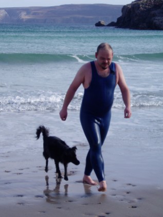 Making sure Dave is OK after a March dip in the sea off Durness
